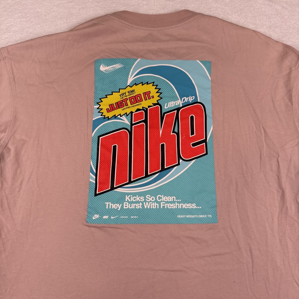 Nike Mens Medium Pink Graphic Tee Kicks So Clean Just Do It Shirt ***